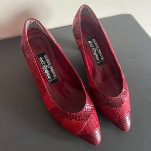 Vintage Andrea Pfister Couture Red Leather Heels Size 7.5